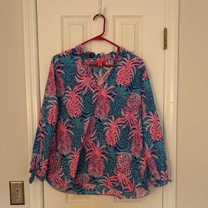 Lilly Pulitzer Pink and Blue Sherita Blouse